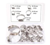 YIXISI 20 Pezzi 6-51 mm Set di Fascette Stringitubo, 304 Fascette Stringitubo in Acciaio Inox, Regolabili Collare di Serraggio Fascette, per il Fissaggio di Tubi e Tubi, 5 Dimensioni