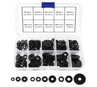 YIXISI 230 Pezzi M3 M4 M5 Kit di Rondelle Piatte in Silicone, Rondelle in Silicone Sigillatura, Rondella Piatta, per Bulloni/Rubinetti/Viti/Tubo da Giardino/Idraulici, Nero