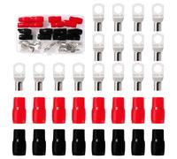 YIXISI 32 Pezzi M10 SC35-10 AWG2 Ring Terminali Connettori Kit, Capicorda Cavo Batteria, Capicorda Elettrici ad Anello di Rame, con Manicotti Isolanti, per Cavo Elettrico, Argento