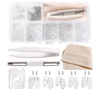 YIXISI 35 Paia Kit di Cuscinetti Nasali per Occhiali, Naselli per Occhiali in Silicone, Kit di Riparazione Occhiali, con Viti Cacciavite Pinzette Panno Pulizia, per Occhiali e Occhiali da Sole, N. 2