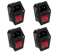 YIXISI 4 Pezzi 10A 250V Rocker Interruttore di Alimentazione, Presa di Corrente Modulo Fusibile per Stampante 3D, IEC320 C14 Spinotto Adattatore Maschio, con 10A Fusibile