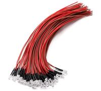 YIXISI 40 Pezzi 5mm Diodo ad Emissione Luminosa LED, 12V 20cm Luce a Diodi LED Precablata, Diodi Pre-Cablati, Rosa
