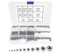 YIXISI 400 Pezzi 11 Dimensioni di Precisione in Acciaio Cromato Cuscinetto a Sfere Assortimento Kit, Acciaio Inox Cuscinetti a Sfera per Bicicletta Skateboard, 2/2.5/3/3.5/4/4.5/5/5.5/6/7/8 mm
