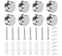 YIXISI 8 Pezzi 3-4 mm Supporto Vetro Clip in Lega di Zinco, Supporto Vetro Clip per Specchi da Bagno, Clip per Specchio da Bagno, con Tasselli e Viti, per Specchio e Vetro Spessi 3-4 mm