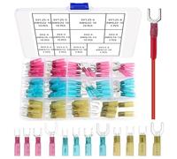 YIXISI 90 Pezzi Kit di Connettori Termorestringenti, Terminali a Crimpare Termorestringenti, Terminali per Cavi Elettrici Multiuso Impermeabili, Connettori Forcella, 22-10 AWG