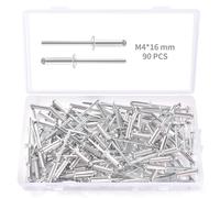 YIXISI 90 Pezzi M4x16 mm Rivetti Ciechi in Alluminio, Grande Flangia Alluminio Rivetti Ciechi, Rivetti Ciechi con Testa a Cupola, per Metallo Legno Plastica