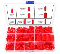 YIXISI Kit 160 Pezzi 9 Taglie 3-12 mm Tappi Terminali in Gomma, Rotondi in Vinile Flessibile, Protezione per Bulloni, Cappucci per Viti, Tubi, Cavi, Fili, Rosso