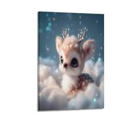 YiXong Poster decorativo da parete su tela, motivo: adorabile cerbiatto tra le nuvole con luci scintillanti, poster decorativo per bambini, poster decorativo per camera da letto (60 x 90 cm)