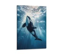 YiXong Poster decorativo da parete su tela, motivo: balena assassina che nuota sott'acqua, poster decorativo per camera da letto, poster decorativo per camera da letto, 40 x 60 cm