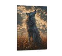 YiXong Poster decorativo da parete su tela, motivo: lupo maestoso che ulula sotto il cielo nuvoloso drammatico, poster decorativo da parete su tela, poster decorativo moderno per camera da letto, 30 x