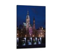 YiXong Stampa artistica da parete su tela, motivo: Chiesa di Luke di notte, Monaco di Baviera, Germania, poster decorativo moderno per la camera da letto (60 x 90 cm)