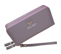 Yixuan Portafoglio Donna Ecopelle con Doppia Cerniera, Borsellino Lungo Multi-carte con Tasca per Cellulare