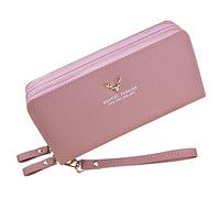 Yixuan Portafoglio Donna Grande con Doppia Cerniera in Ecopelle, Borsellino Lungo Multi-carte con Tasca per Cellulare