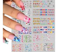 YiXuTag Adesivi per unghie, 36 modelli di adesivi per nail art, adesivi decorativi per unghie, adesivi per unghie, decalcomanie a trasferimento d'acqua, adesivi per unghie 3D