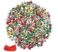 YiYa 200 Pezzi campanelli Natalizi campanelli Colorati campanelli Fai da Te per Decorazioni Natalizie ghirlande Decorazioni per Le Vacanze (1 CM, Oro, Argento, Rosso, Verde)…