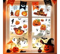 YIYA 40 Pezzi Adesivi per Finestre Halloween Stickers Vetrofanie per Finestre Riutilizzabile Fantasma Zucca Ragno Pipistrelli Adesivi per la Decorazione della Festa di Halloween