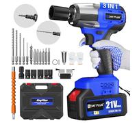 Yiyai Avvitatore a percussione a batteria, senza spazzole, 3 in 1, avvitatore a percussione elettrico, 550 NM, con luce LED Trigger, regolazione continua della velocità, 16 accessori per automotive