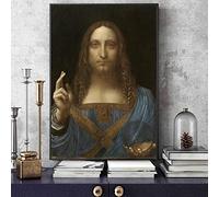 YIYAOFBH Salvator Mundi Wall Art Dipinti su Tela di Leonardo Da Vinci Quadri Famosi Quadri per Soggiorno Decorazione da Parete 80x100cm(31x43in) Senza Cornice