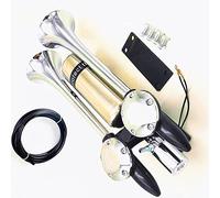 YIYDA Air Horn Universal Car Horn 180DB Ship Horn Prolong the sound Air Horn Loudspeaker Silver Double Tube Truck Horn Metal with Stainless Steel Air Tank Suitable for 12v 24v Ship Car Moto Truck ect