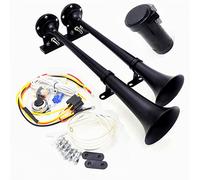 YIYDA clacson per auto 160db clacson per camion 12V nero zinco cromato doppio tubo tromba clacson elettrico clacson di allarme con pompa d'aria compressore Car Horn per 12V auto barca SUV moto ecc