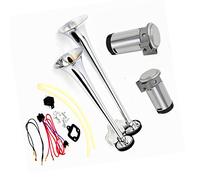 YIYDA clacson per auto clacson 165db clacson per camion 12V Car Horn Altoparlante a tromba a doppio tubo in zinco cromato argento con due pompe d'aria del compressore per 12V camion barca SUV ecc