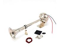 YIYDA Clacson Tromba per barca Tromba per auto 160DB Potente corno per auto Argento Tromba elettrica con staffa di montaggio Singolo acciaio inossidabile in acciaio 304 Car Horn 24V Camion per ecc