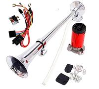 YIYDA Corno di Auto 12 V, 150 Db, cicalino, Doppio clacson, 45 cm, Cromo/Zinco, con compressore, Relè automobilistico，per Tutti i Veicoli, Camion, Treni, Barche e furgoni con Attacco 12 V