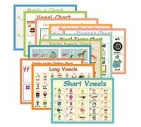 YIYEE 11Pcs Kindergarten English Phonics Posters for Classroom |English Phonics Posters for Classroom |Vowels Consonants Basic Phonics Posters for kids,8.47'' x 11.8''(English Version)