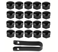 YIYEE 20 Pezzi 17mm Copridadi Ruota Copridado Protettivo, Copriserratura Esagonale per Auto, con Clip di rimozione Si Adatta alla Maggior Parte delle Ruote dell'auto(Nero)
