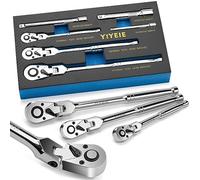 YIYEIE Set di 6 chiavi a cricchetto con testa flessibile, 1/4", 3/8", 1/2" con barra di estensione, 72 denti, regolabile a 180°, sgancio rapido, in acciaio Cr-V, set di cricchetto girevole con schiuma