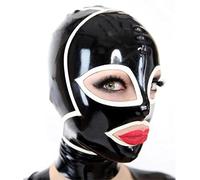 YIYELIY Strisce Testa Coperchio in Lattice Maschere di gomma Apri occhi La bocca gioco di ruolo Cosplay Festa Maschera in Latex Uomini e donne