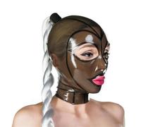 YIYELIY Testa Coperchio in Lattice con parrucca,Cerniera Maschere di gomma,gioco di ruolo Cosplay Festa Maschera in Latex Uomini e donne (Marrone,S)