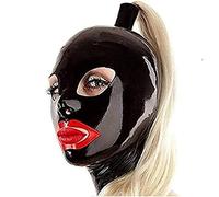 YIYELIY Testa Coperchio in Lattice con parrucca,Cerniera Maschere di gomma,gioco di ruolo Cosplay Festa Maschera in Latex Uomini e donne (Nero,XS)