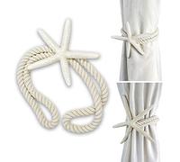 Yiyer Fermatenda Stella Marina Naturale 2 Pezzi Drappo di Corda Cravatta Fascia Tendaggi Tendaggi Arredamento della Camera Creativo Fermatenda Fibbie Accessori per Tende