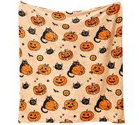Yiyhuxf Coperta di Halloween, coperta in pile per Halloween, gatti neri, zucche, pipistrelli, ragni, per donne, coperta in flanella per casa, soggiorno, divano, letto, sedia o dormitorio, 152,4 x 127