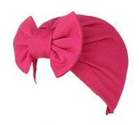 YiYi Operation Cappello a turbante da donna in cotone elasticizzato con fiocco da donna Chemo berretti Hijab copricapo copricapo, Rosso rosato, Taglia unica
