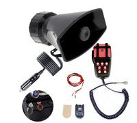 YIYIDA Car Horn Clacson per auto 7 toni Car Horn Corno rosso e nero Collegare l'accendisigari auto 135db Corno d'aria Amplificatore con Mic PA System Corno d'allarme Speaker per 12V auto nave ecc