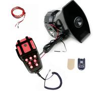 YIYIDA Clacson per auto, camion, 12 V, corno d'aria, corno d'aria, 130 dB, corno di allarme, 7 toni, luce rossa e sirena per auto, con sistema di altoparlanti Mic PA, sirena per auto da 12 V, camion