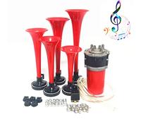 YIYIDA Clacson per auto Clacson Car Horn 12V Clacson per nave Tromba a cinque tubi Dixie 160db Tromba d'aria rossa Tromba per camion con altoparlante della pompa dell'aria per 12V auto camion SUV ecc