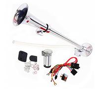 YIYIDA Clacson Tromba ad aria per auto 150DB Car Air Horn Clacson per auto 24V Tromba per camion 18 pollici Cromo Zinco Tromba singola argento clacson per pompa d'aria per 24V camion auto barca ect