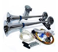 YIYIDA - Corno per auto 165 dB per corno per nave Tromba Air Horn 24 V Clacson per camion zinco cromato doppio tubo argento con compressore per 24 V auto yacht