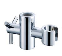 Yiyida Supporto per doccetta da doccia, supporto di ricambio per asta di scorrimento regolabile in altezza e angolazione, in ottone massiccio, argento 20 mm