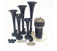 YIYIDA Tromba d'Aria per Auto e Camion 12V - Tromba Musicale 160db a Cinque Tubi Elettrica - Dixie Corno Nero Con Altoparlante e Pompa Ad Aria per Nave SUV