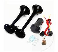 YIYIDA Tromba per auto Tromba d'aria 150DB Car Horn Tromba per corno Altoparlante per auto nero Zinco cromato Corno a doppio tubo pompa d'aria Tromba per camion Air Horn per 24V moto camion treno ecc
