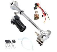 YIYIDA YDA204 Clacson per auto, 12 V, 150 dB, 45 cm, in zinco cromato, con compressore, per qualsiasi veicolo da 12 V, camion, treni, auto, barche