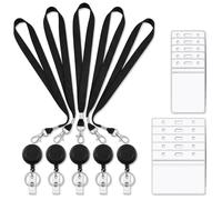 YiYiLiang Cruise Lanyard 5 Pack, porta badge retrattile trasparente | Cordino resistente trasparente, orizzontale e verticale, ideale per navi da crociera, carte d'identità dell'ufficio e badge