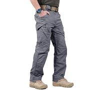 YIYINGSI Pantaloni Tattici Impermeabili da Uomo - Pantaloni Multi-Tasche Militari Ripstop, Pantaloni Cargo Resistenti all'Usura da Uomo 5XL, Pantaloni Militari SWAT Combat,Grigio,4XL