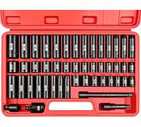 YIYITOOLS Set di 48 chiavi a bussola da 3/8", 48 pezzi, misure standard SAE e metriche (da 5/16" a 3/4" e 8-22 mm), 6 punti, in acciaio Cr-V