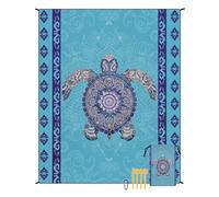 YIYOHON Coperta da spiaggia impermeabile a prova di sabbia oversize per esterni, picnic, viaggi, accessori da spiaggia portatile, motivo tartaruga blu (A1)