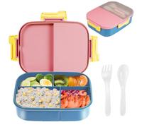 YiyouYi Porta Pranzo Umami con Posate, Schiscetta Pranzo, Lunch Box a Tenuta Stagna, Bento Box Adatto per Adulti e Bambini, Microonde Lavastoviglie Congelatore - senza BPA -1250ml (Rosa)